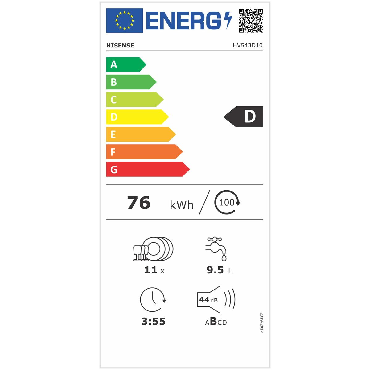 Diskmaskin Hisense HV543D10 Anpassningsbar 45 cm finns hos Nordekko