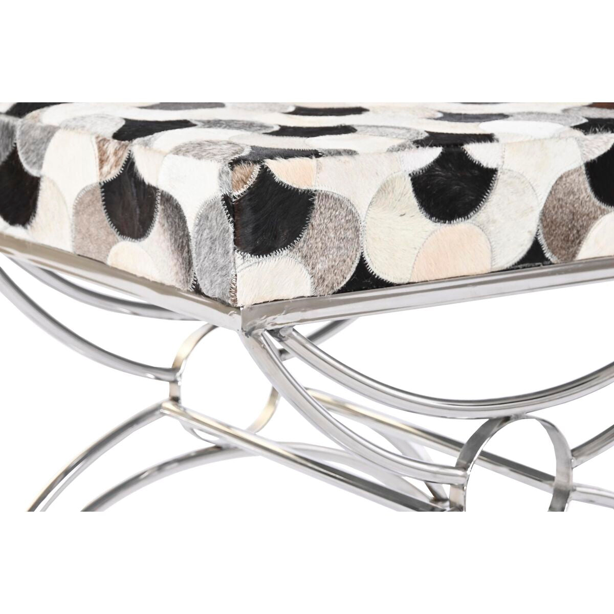 Sittpall DKD Home Decor Silvrig Svart Stål Läder Vit (53 x 40 x 43 cm) finns hos Nordekko