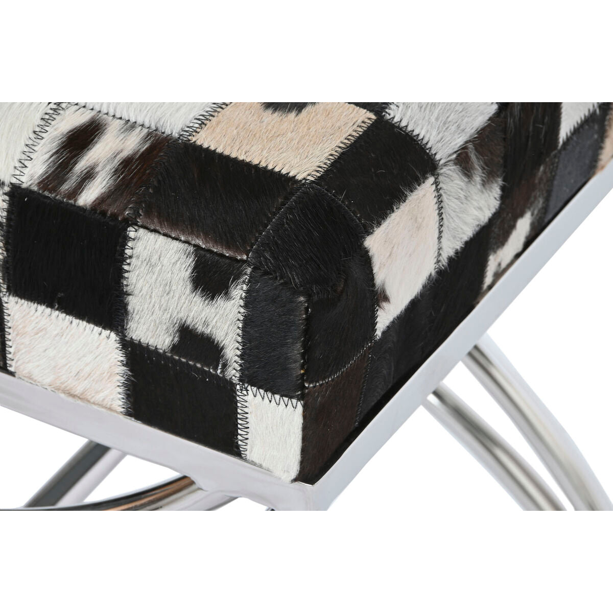 Sittpall DKD Home Decor Brun Kräm Silvrig Mörkbrun Stål 53 x 40 x 43 cm finns hos Nordekko