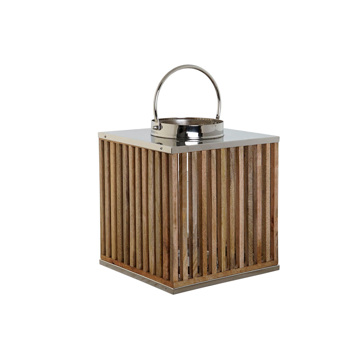 Ljusstakar DKD Home Decor Brun Silvrig Naturell Glas Mangoträ 31 x 31 x 35 cm finns hos Nordekko