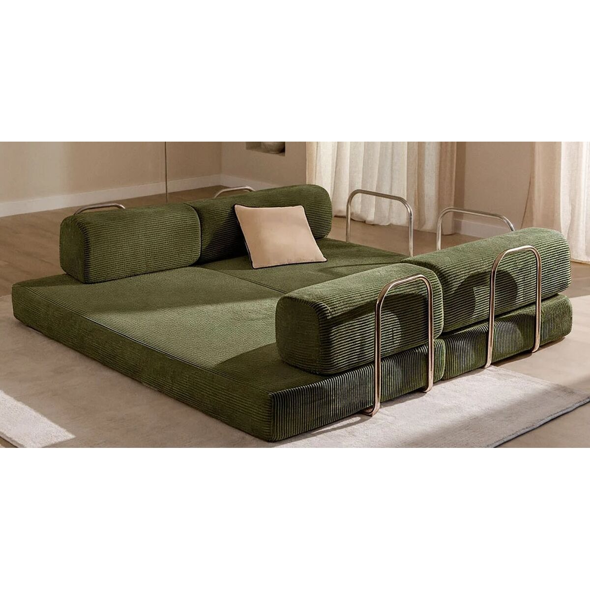 Soffa Home ESPRIT Grön Scandi 200 X 90 X 64 CM finns hos Nordekko