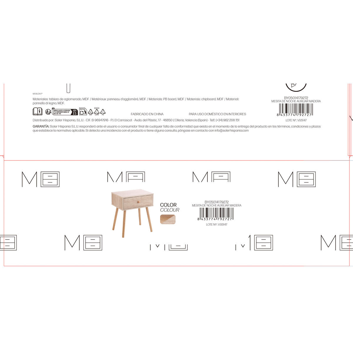 Nattduksbord MobleKit Brun 40 x 30 x 47 cm Trä MDF (4 antal) finns hos Nordekko
