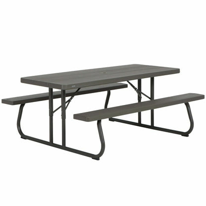 Picknickbord Lifetime Trä Brun Hopfällbar Stål Plast 183 x 145 x 74 cm finns hos Nordekko