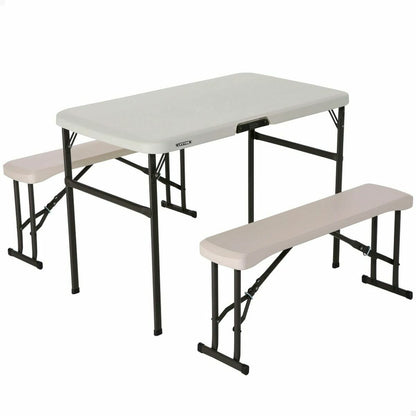 Bordsgrupp med stolar Lifetime Kräm 106 x 61 x 74 cm finns hos Nordekko