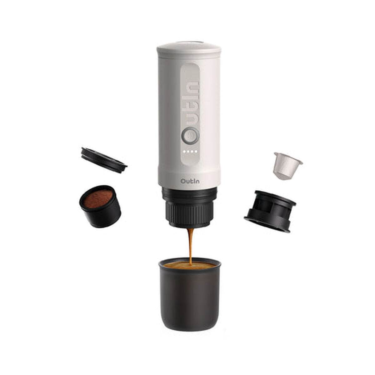 Bärbar Kaffebryggare Outin OUTINWHITE Vit Rostfritt stål 50 ml 80 ml finns hos Nordekko