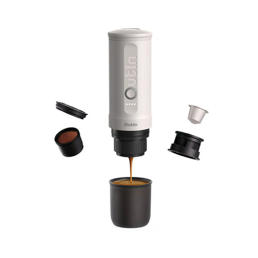 Bärbar Kaffebryggare Outin OUTINWHITE Vit Rostfritt stål 50 ml 80 ml finns hos Nordekko