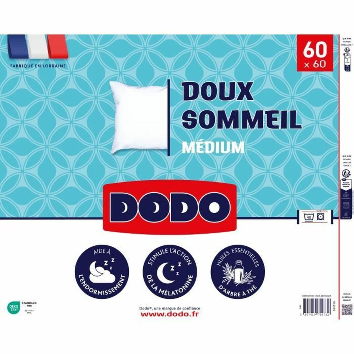 Kudden DODO DOUX SOMMEIL Vit 60 x 60 cm finns hos Nordekko
