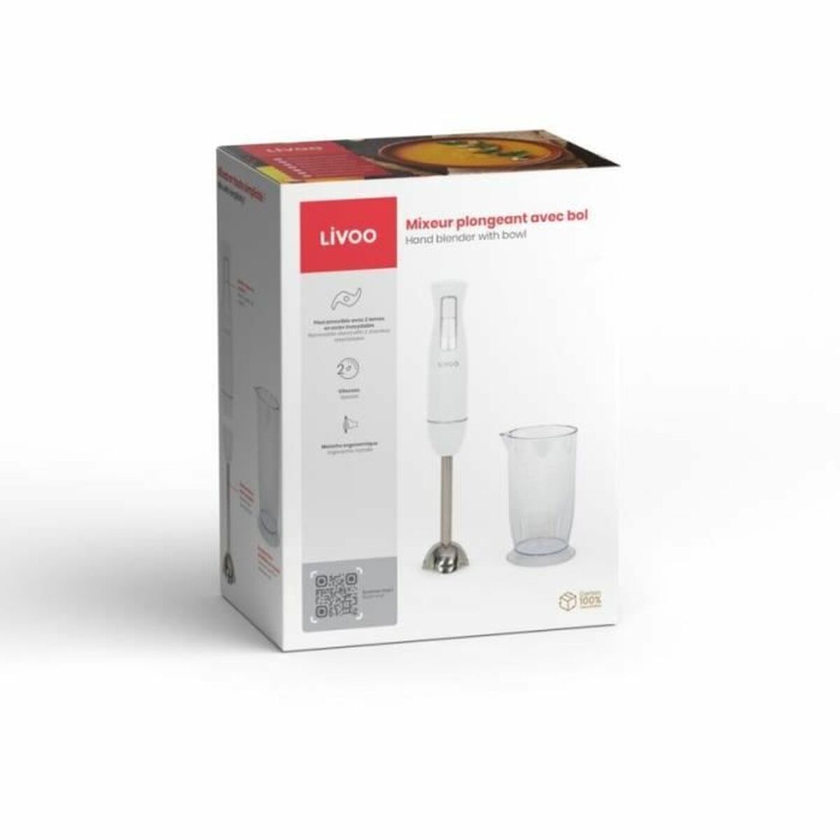 Stavmixer Livoo DOP245W Vit 400 W finns hos Nordekko