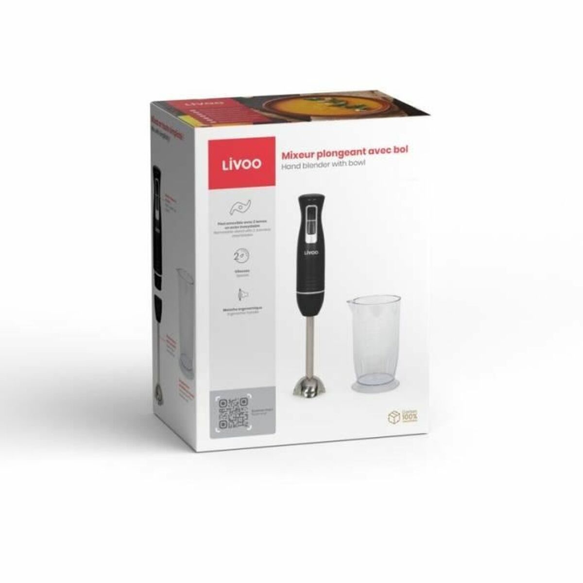 Stavmixer Livoo DOP245N Svart 400 W finns hos Nordekko