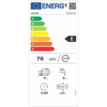 Diskmaskin Hisense HS522E10W 45 cm finns hos Nordekko