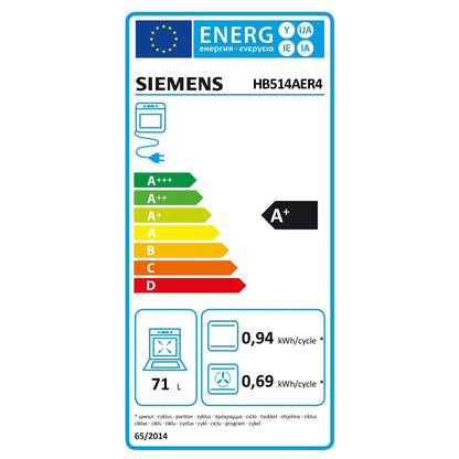 Ugn Siemens HB514AER4 3600 W 71 L finns hos Nordekko