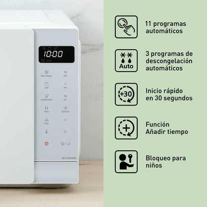Mikrovågsugn med Grill Panasonic NNK35NWMEPG Vit 900 W 24 L finns hos Nordekko