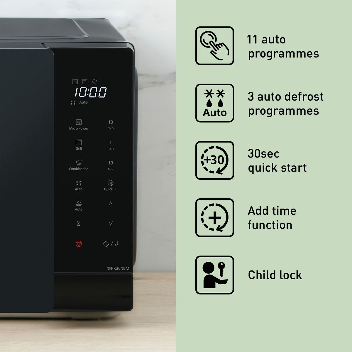 Mikrovågsugnen Panasonic NNK36NBMEPG Svart 1000 W 23 L finns hos Nordekko