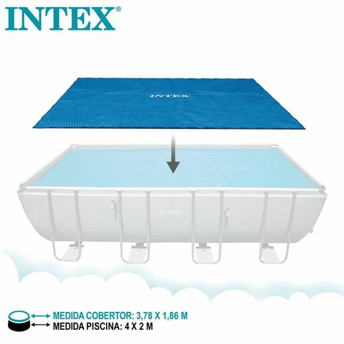Pool Cover Intex Frame Sol Rektangulär 378 x 186 cm finns hos Nordekko