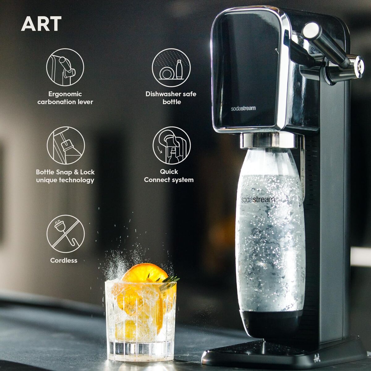 Sodamaskin sodastream ART BLACK Svart 1 L finns hos Nordekko