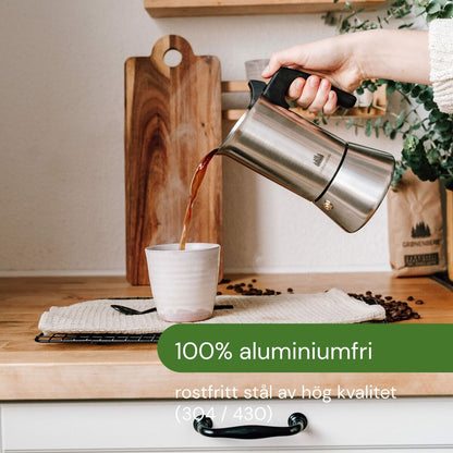 Italiensk Kaffepanna Bialetti Silvrig Trä Rostfritt stål finns hos Nordekko