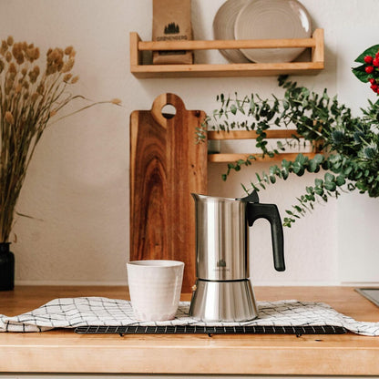 Italiensk Kaffepanna Bialetti Silvrig Trä Rostfritt stål finns hos Nordekko