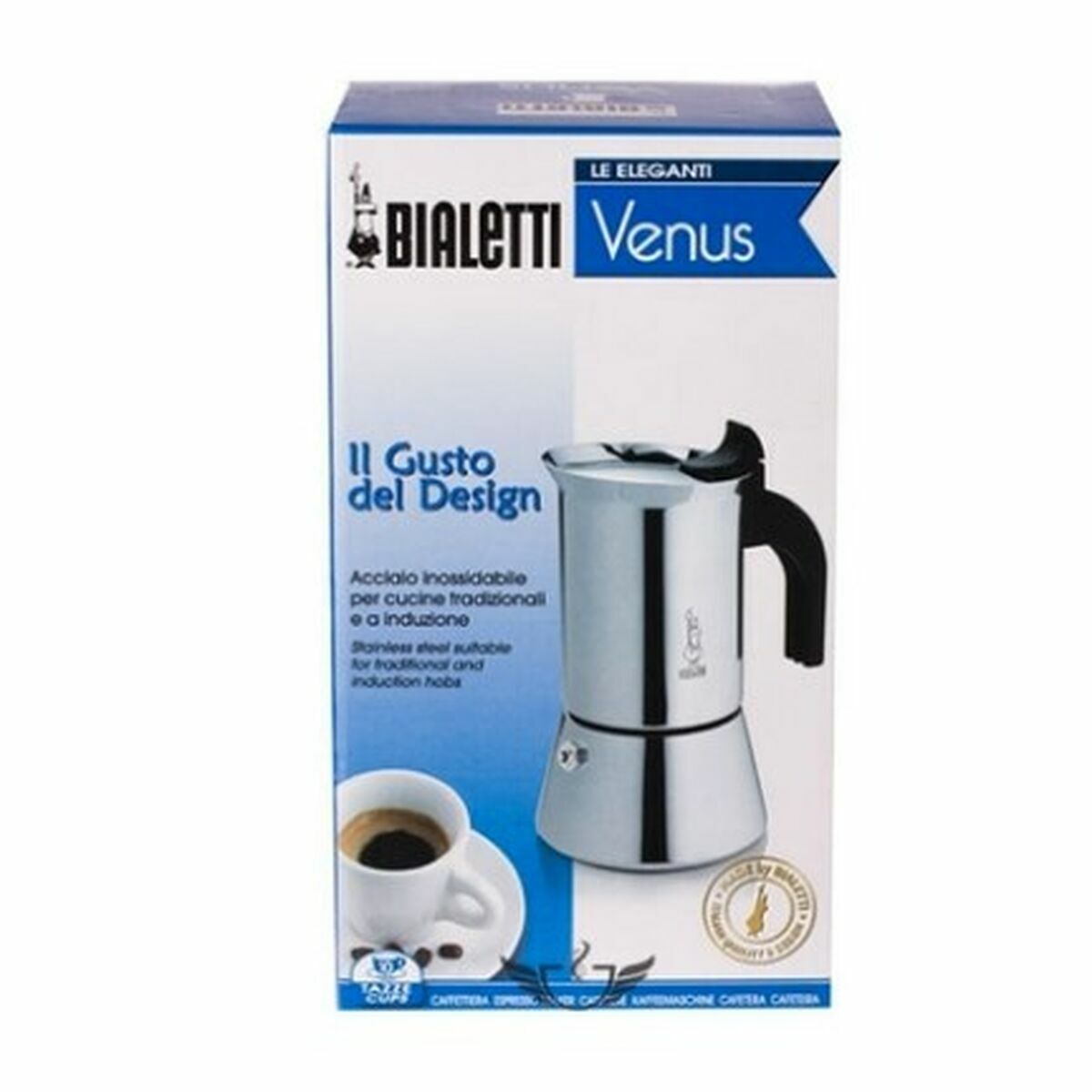 Italiensk Kaffepanna Bialetti Silvrig Trä Rostfritt stål finns hos Nordekko