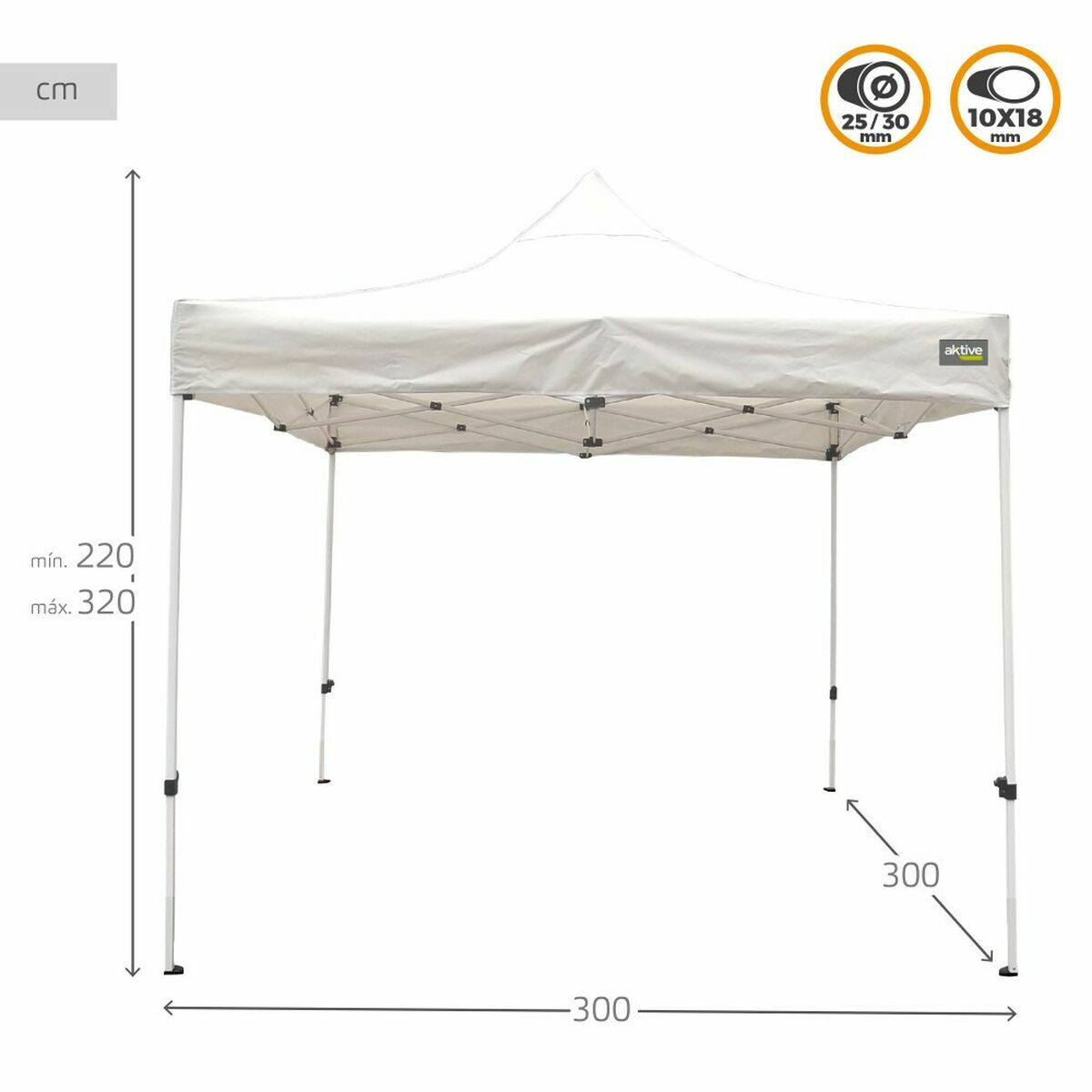Gazebo Aktive 300 x 300 x 220 cm Vit Hopfällbar Justerbar höjd finns hos Nordekko