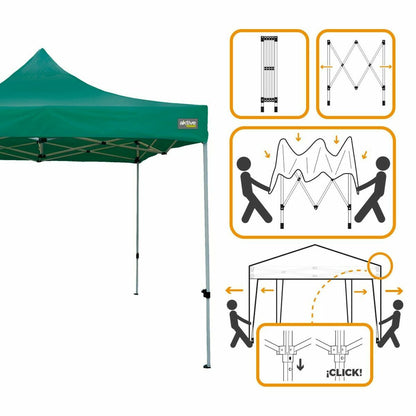 Gazebo Aktive 300 x 300 x 220 cm Grön Hopfällbar Justerbar höjd finns hos Nordekko