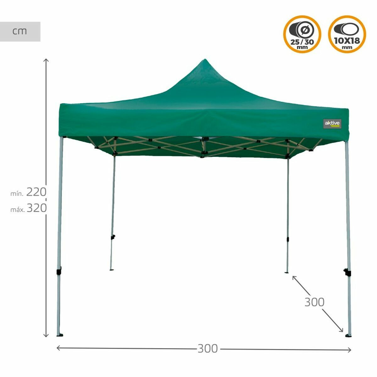 Gazebo Aktive 300 x 300 x 220 cm Grön Hopfällbar Justerbar höjd finns hos Nordekko