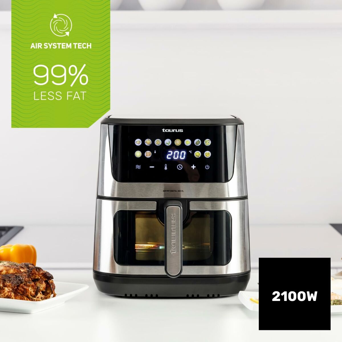 Luftfritös Taurus Svart 2100 W 8 L finns hos Nordekko