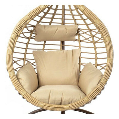 Hängande trädgårdsfåtölj DKD Home Decor Beige Brun Multicolour Aluminium syntetisk rattan 90 x 70 x 110 cm finns hos Nordekko