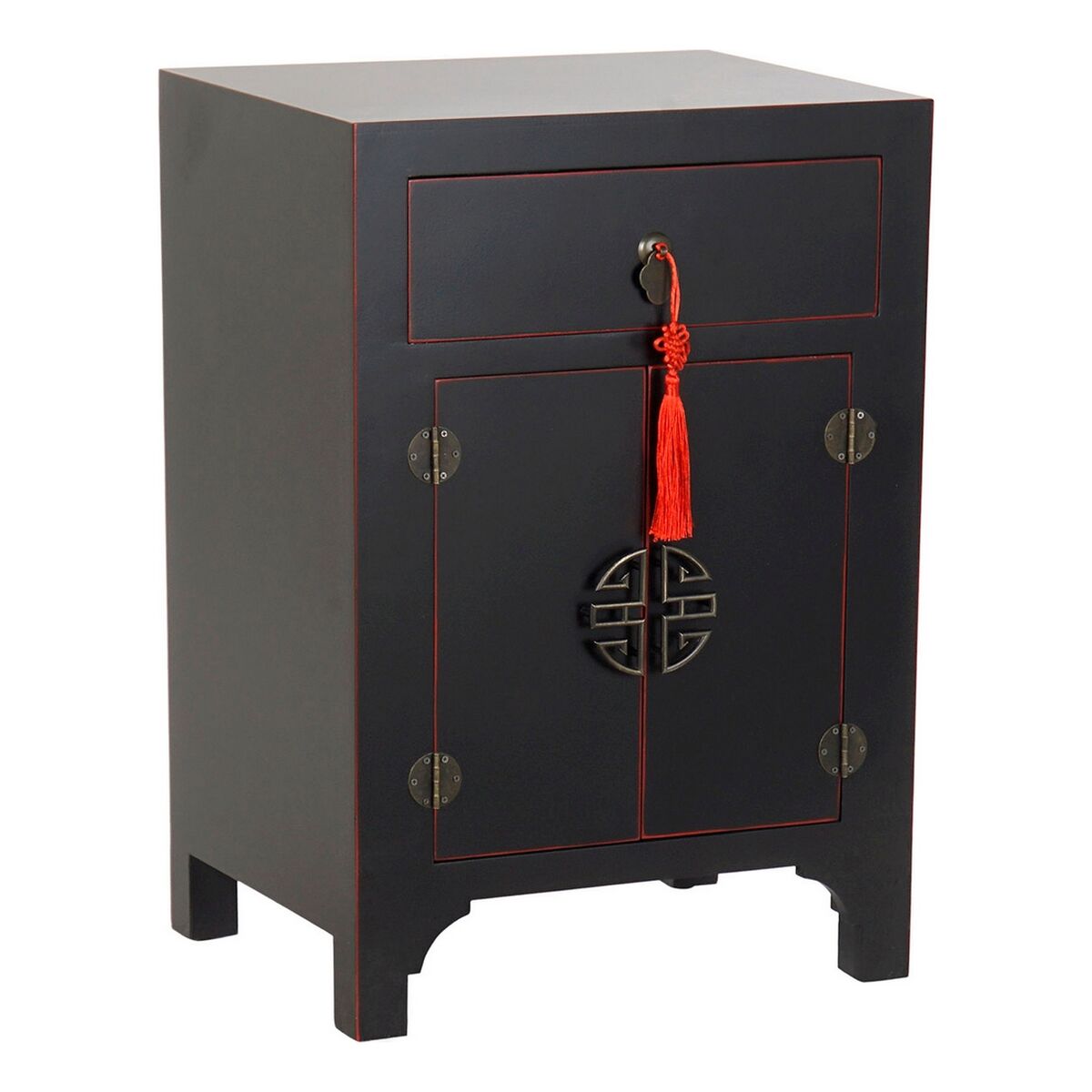 Nattduksbord DKD Home Decor Gran Röd Svart Trä MDF 45 x 34 x 66 cm finns hos Nordekko