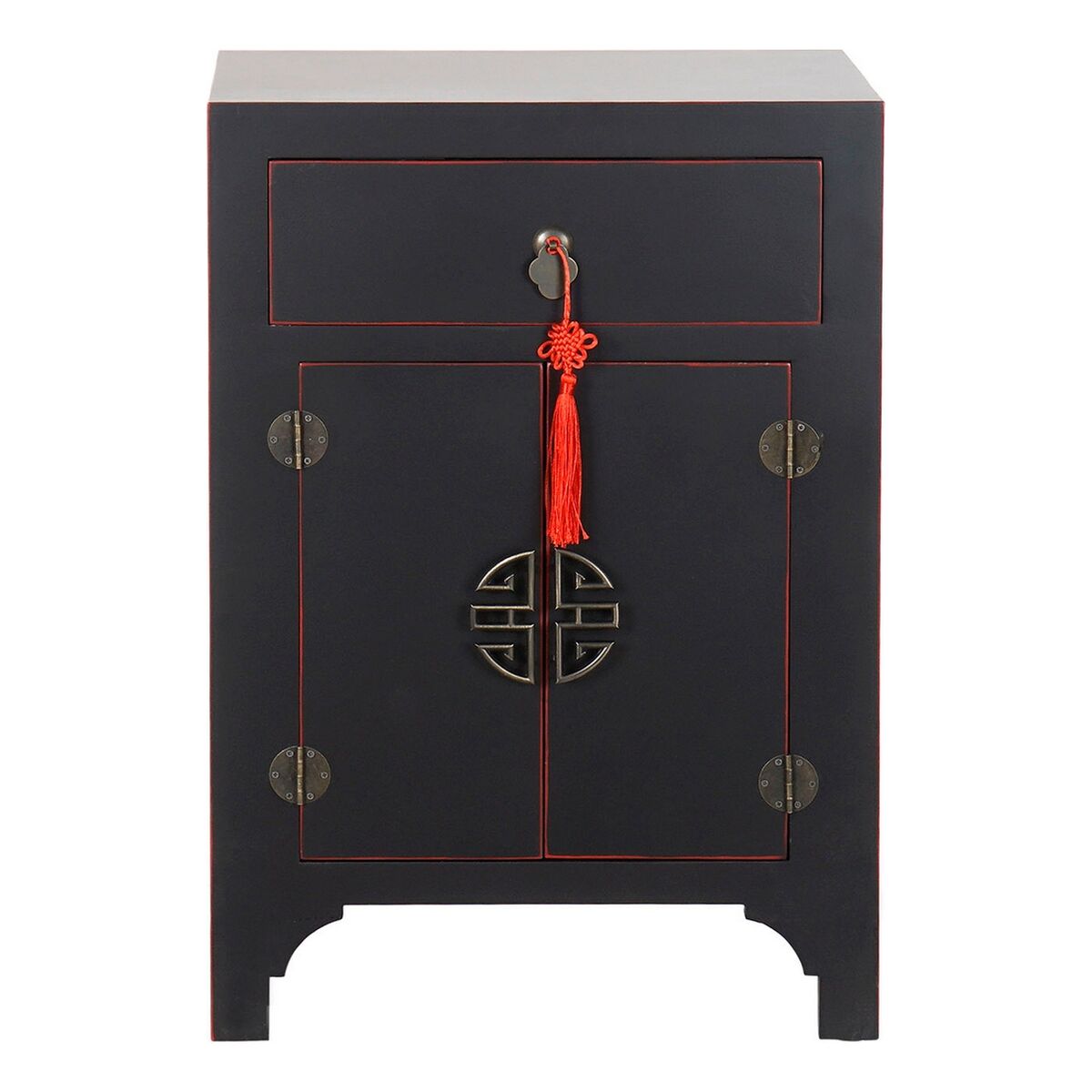 Nattduksbord DKD Home Decor Gran Röd Svart Trä MDF 45 x 34 x 66 cm finns hos Nordekko