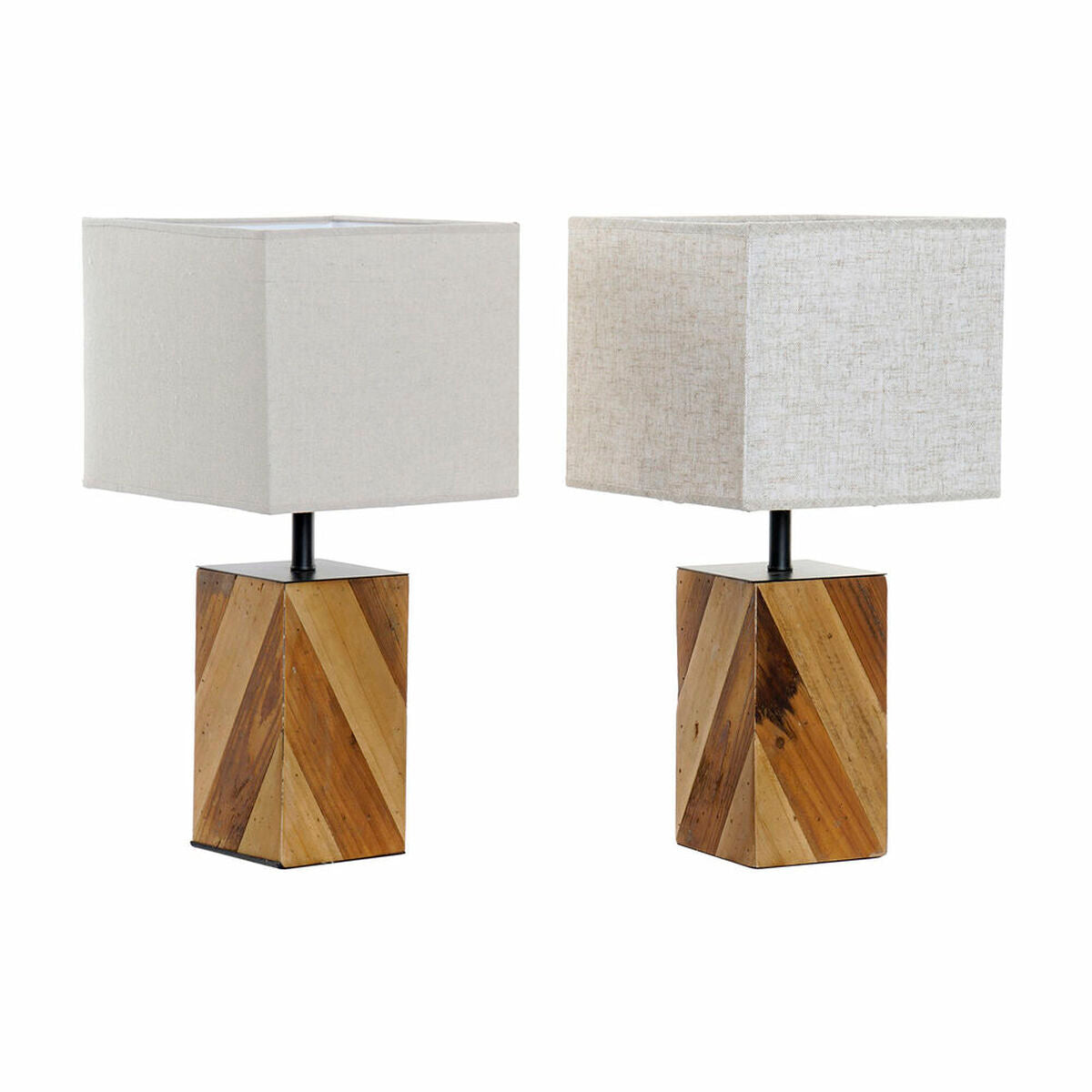 Bordslampa DKD Home Decor 25,5 x 25,05 x 52 cm Gran Naturell Beige Metall Kräm 220 V 60 W 25 x 25 x 21 cm (2 antal) finns hos Nordekko