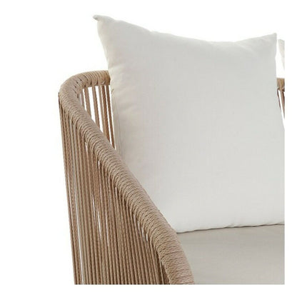 Soffgrupp med bord DKD Home Decor MB-179038 Trädgård Beige Metall Aluminium Snöre 151,5 x 72 x 70 cm (4 pcs) finns hos Nordekko