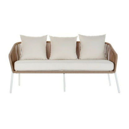 Soffgrupp med bord DKD Home Decor MB-179038 Trädgård Beige Metall Aluminium Snöre 151,5 x 72 x 70 cm (4 pcs) finns hos Nordekko