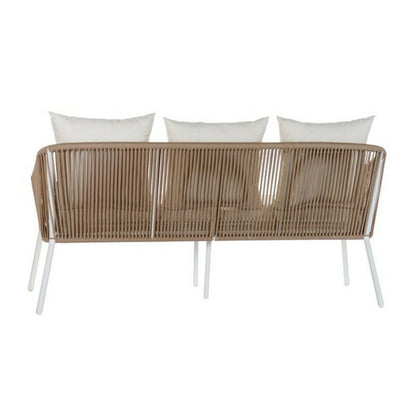 Soffgrupp med bord DKD Home Decor MB-179038 Trädgård Beige Metall Aluminium Snöre 151,5 x 72 x 70 cm (4 pcs) finns hos Nordekko