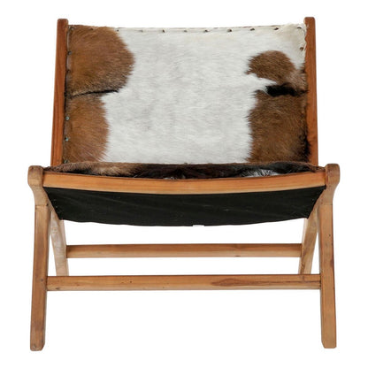 Fåtölj DKD Home Decor MB-182320 Teak Brun Läder Vit (65 x 78 x 68 cm) finns hos Nordekko