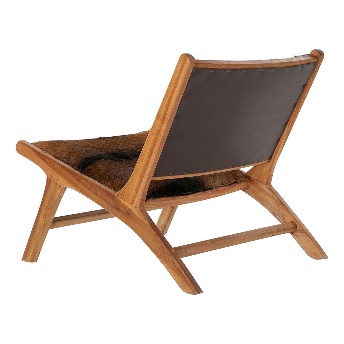 Fåtölj DKD Home Decor MB-182320 Teak Brun Läder Vit (65 x 78 x 68 cm) finns hos Nordekko
