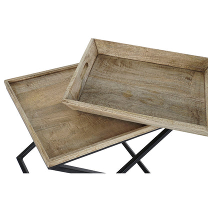 Sidobord DKD Home Decor Svart Naturell Metall Mangoträ 55 x 45 x 53 cm finns hos Nordekko