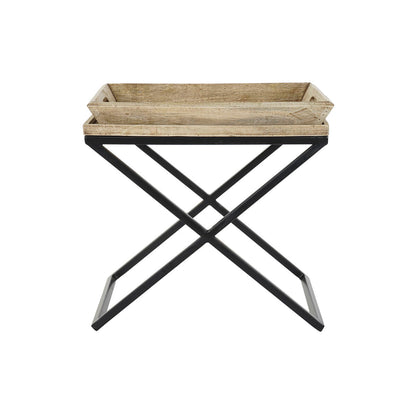 Sidobord DKD Home Decor Svart Naturell Metall Mangoträ 55 x 45 x 53 cm finns hos Nordekko