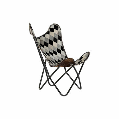 Fåtölj DKD Home Decor Brun Läder Vit Järn (70 x 70 x 90 cm) finns hos Nordekko