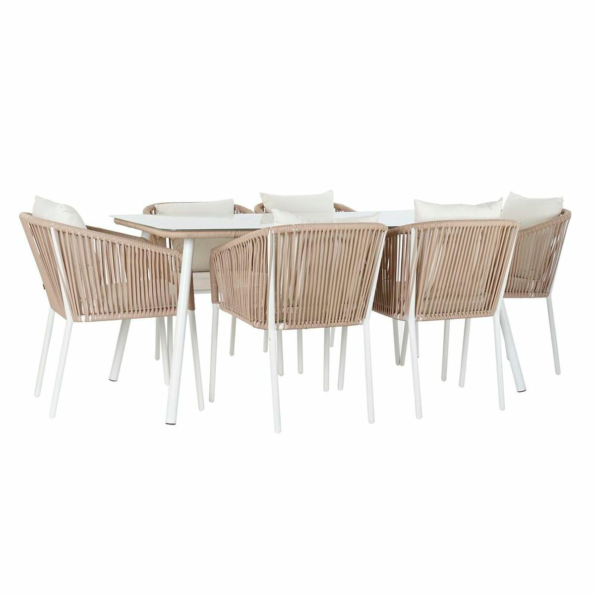 Bordsgrupp med stolar DKD Home Decor Beige 78 cm 163 x 95 x 6 cm finns hos Nordekko