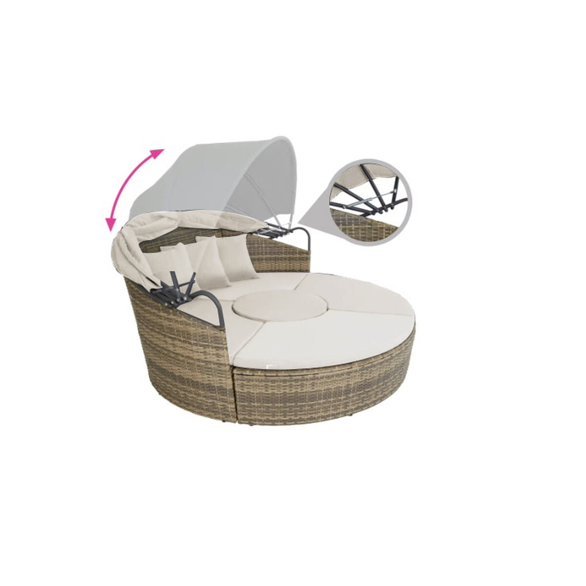 Trädgårdssäng DKD Home Decor Vit Aluminium Stål syntetisk rattan 175 x 175 x 145 cm finns hos Nordekko