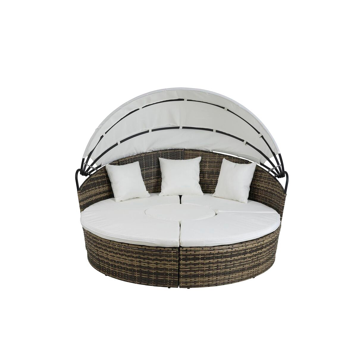 Trädgårdssäng DKD Home Decor Vit Aluminium Stål syntetisk rattan 175 x 175 x 145 cm finns hos Nordekko