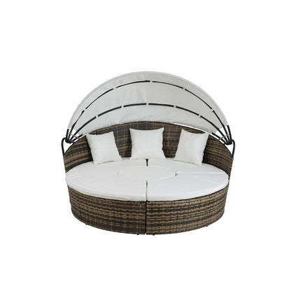 Trädgårdssäng DKD Home Decor Vit Aluminium Stål syntetisk rattan 175 x 175 x 145 cm finns hos Nordekko