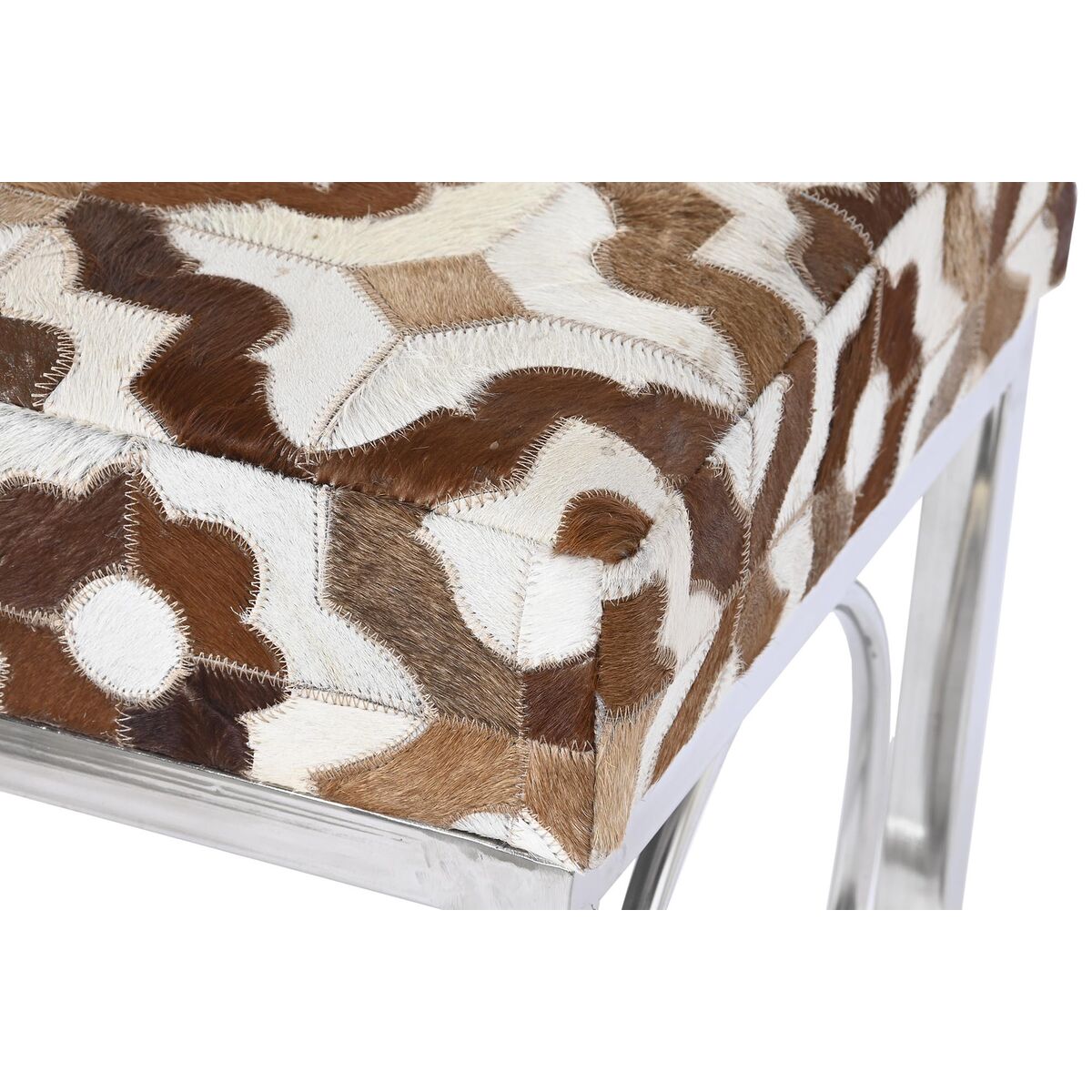Sittpall DKD Home Decor Brun Stål Läder Vit (122 x 41 x 44 cm) finns hos Nordekko