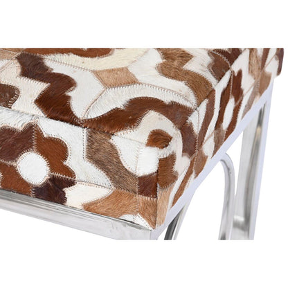 Sittpall DKD Home Decor Brun Stål Läder Vit (122 x 41 x 44 cm) finns hos Nordekko