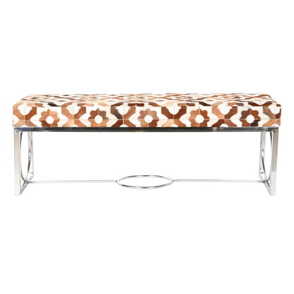Sittpall DKD Home Decor Brun Stål Läder Vit (122 x 41 x 44 cm) finns hos Nordekko