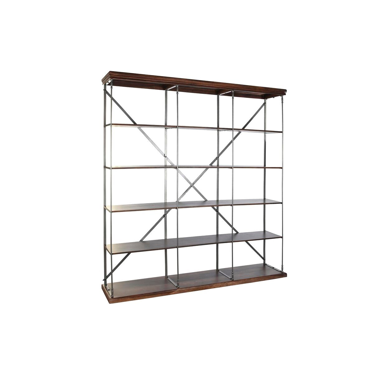 Bokhylla DKD Home Decor Sheesham Brun Mörkbrun Ljusgrå Trä Metall 213 x 43 x 220 cm finns hos Nordekko