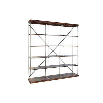 Bokhylla DKD Home Decor Sheesham Brun Mörkbrun Ljusgrå Trä Metall 213 x 43 x 220 cm finns hos Nordekko