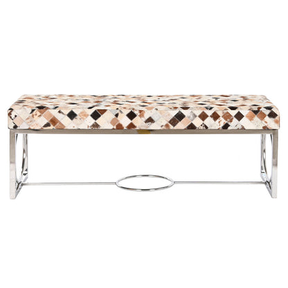 Sittpall DKD Home Decor Brun Beige Silvrig Kamel Stål 122 x 41 x 44 cm finns hos Nordekko
