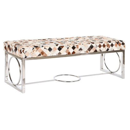 Sittpall DKD Home Decor Brun Beige Silvrig Kamel Stål 122 x 41 x 44 cm finns hos Nordekko