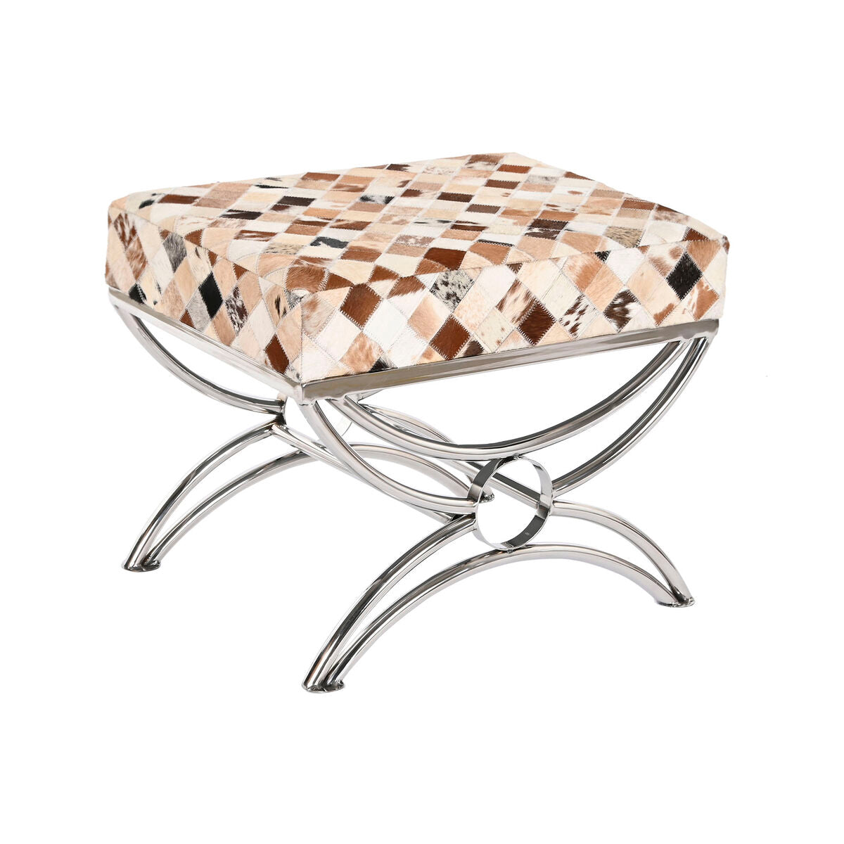 Sittpall DKD Home Decor Brun Beige Silvrig Kamel Stål 53 x 40 x 43 cm finns hos Nordekko